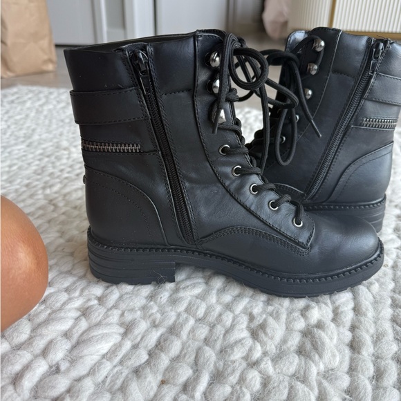 Guess Black Combat Boots with Buckle Detail - Picture 3 of 4